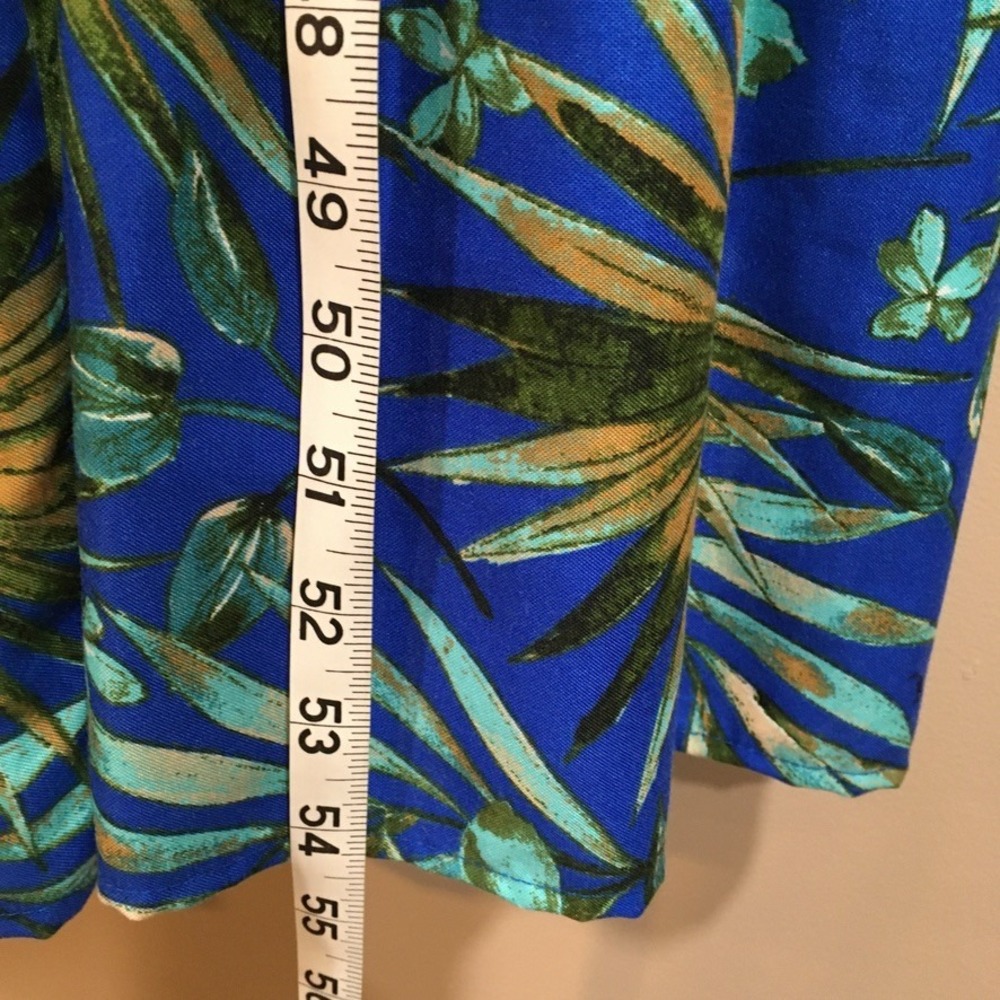 BOG Collective Tropical Floral Tiered Maxi Dress Womens M Blue Green Boho Resort - Picture 5 of 14